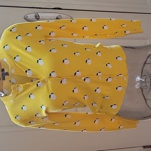 J. Crew Jackie style cardigan - yellow w/lemon print SZ XS